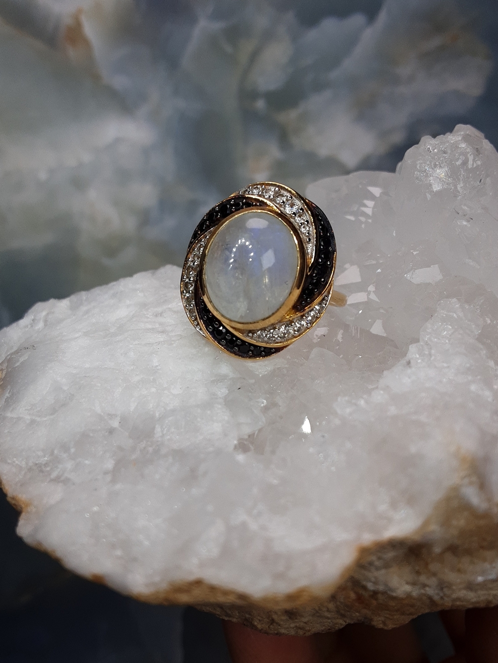 925 Moonstone, Gemstone Gold Over Sterling Ring. PRICE IS FIRM.